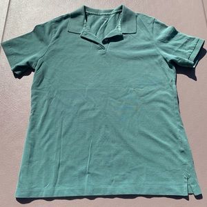 Lands’ End women’s polo, saltwashed teal, size S